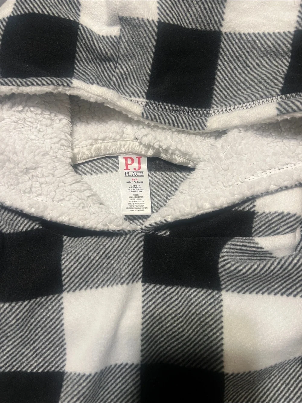Black & White Plaid Hooded 2 piece. Top and bottom. Adult small
